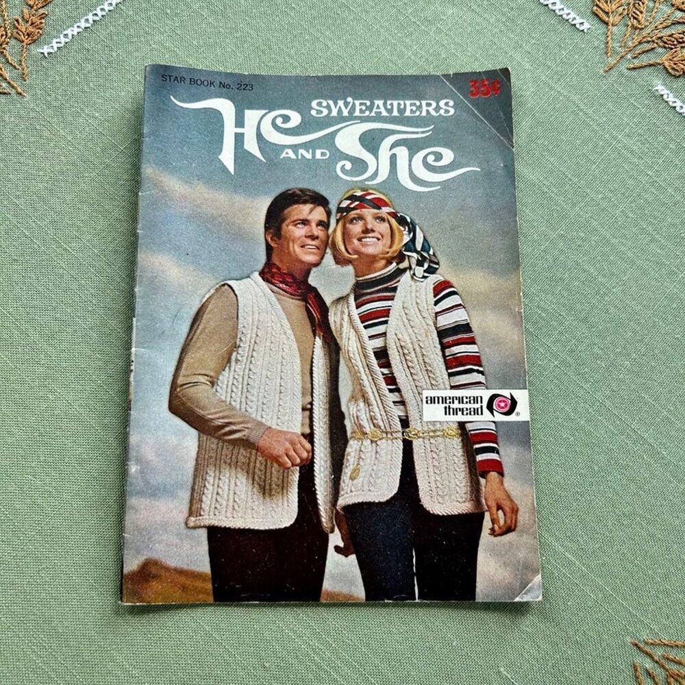 Vintage American Thread He and She Sweaters, Knitting Pattern Book
